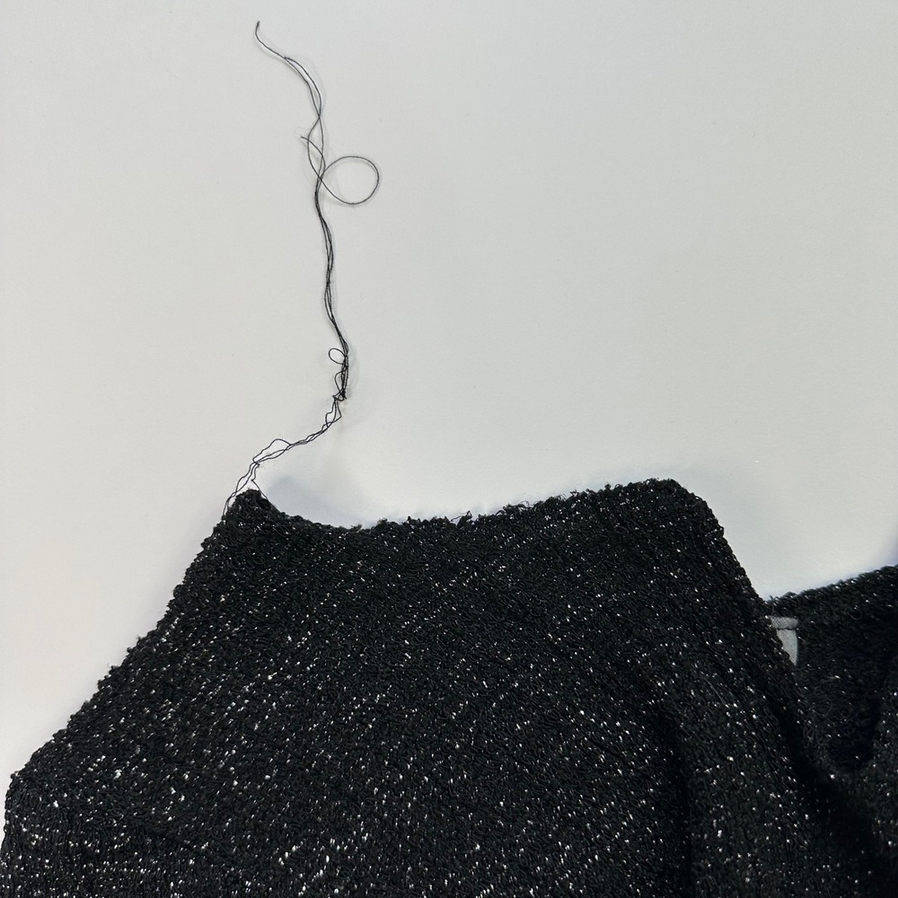 90s Rave Stretch Metallic Knit Top Black V Neck One Size Y2K Party Glam - Picture 3 of 8